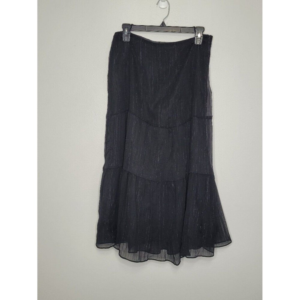 Y2k Worthington black tiered witchy magical long maxi side zip skirt size 10